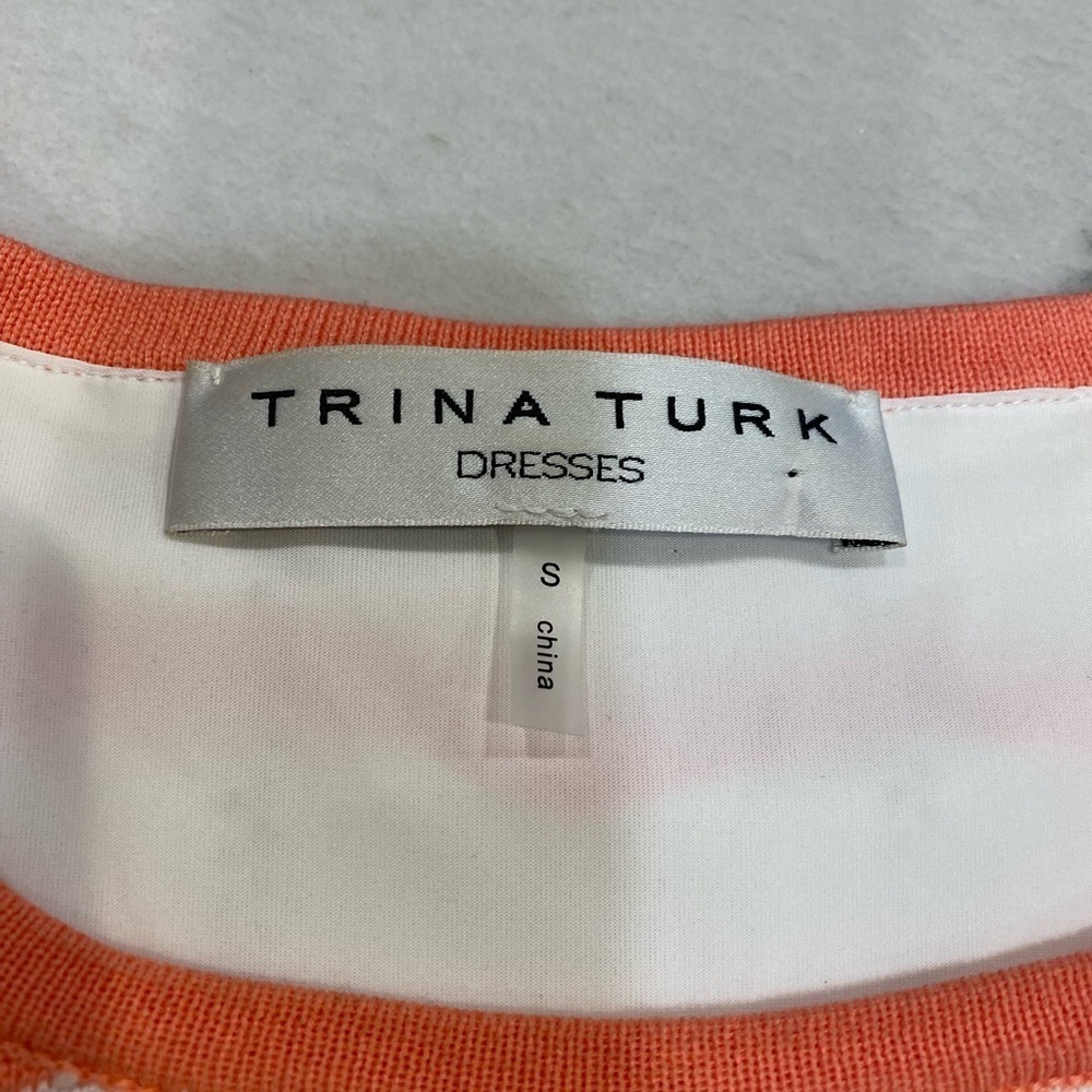 Trina Turk Dress Sweater Knit Chevron Coral Cream - Picture 3 of 14